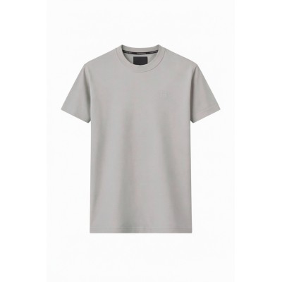 Camiseta de manga corta, cuello redondo, logotipo bordado