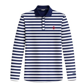 Polo hombre de manga larga estilo marino a rayas