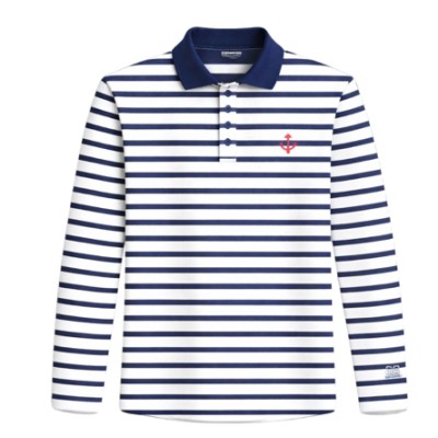 Polo hombre de manga larga estilo marino a rayas