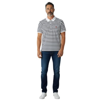 polo marin blanc