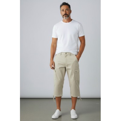Pantacourt Cargo Homme – Coton Stretch– Bermuda Long Multi-Poches – Coupe Confort