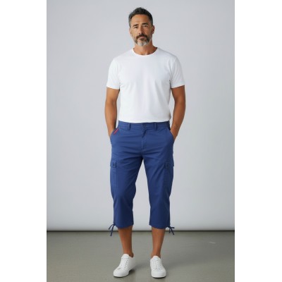 Pantacourt Cargo Homme – Coton Stretch– Bermuda Long Multi-Poches – Coupe Confort