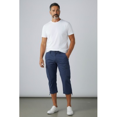 Pantacourt Cargo Homme – Coton Stretch– Bermuda Long Multi-Poches – Coupe Confort