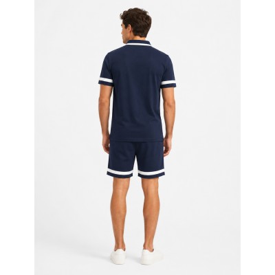 Ensemble Homme Polo Mesh & Short – Tenue Décontractée Été en Polyester, Coupe Confort, Col Polo, Short à Cordon