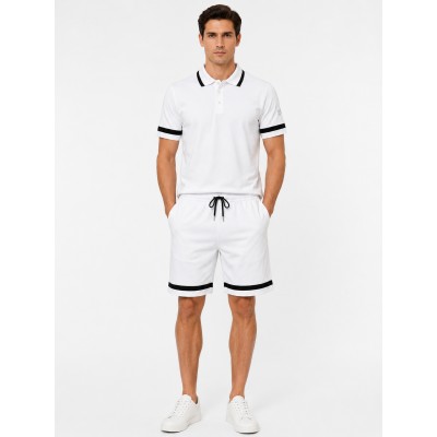 Ensemble Homme Polo Mesh & Short – Tenue Décontractée Été en Polyester, Coupe Confort, Col Polo, Short à Cordon