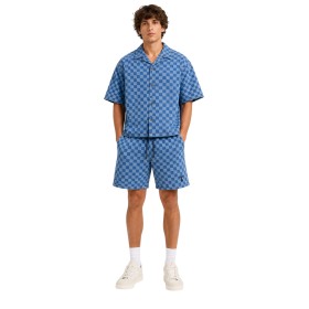 Ensemble Homme Chemise Manches Courtes & Short – Motif Damier Chiné - Tenue Été Décontractée Chic
