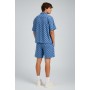 Ensemble Homme Chemise Manches Courtes & Short – Motif Damier Chiné - Tenue Été Décontractée Chic