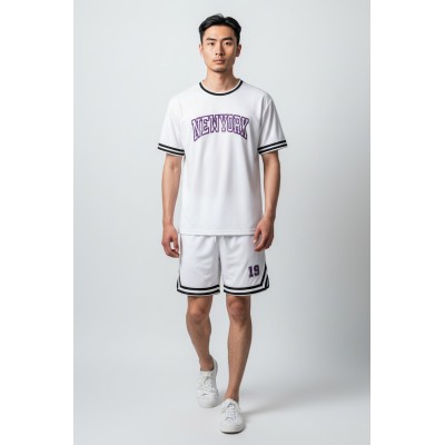 Ensemble Homme USA T-Shirt & Short  – Style Sportwear Varsity – Tenue Casual Été