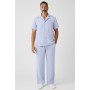 Ensemble Homme 100% Coton – Chemise Manches Courtes & Pantalon Fluide, Texture Gaufrée, Coupe Décontractée Premium