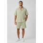 Camisa masculina e camisa de Bermuda Set - 100% algodão de exploração de verão, copo casual, estilos resort premium