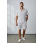 Ensemble Homme Chemise Manches Courtes & Bermuda – Tenue Été 100% Coton, Coupe Décontractée Chic, Style Resort Premium