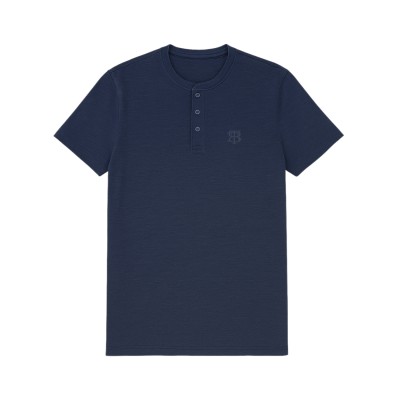 T-shirt Homme Col Tunisien Boutonné