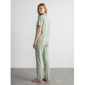 100% Baumwolle Weibliche Lounge Set - Pyjama Chic Kurzarm Hemd & Hosen