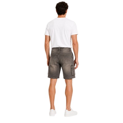 Bermuda Cargo Jogger Homme Bill Tornade – Coton Stretch, Taille Élastiquée avec Cordon, Poches Multiples et Logo Brodé