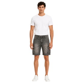Bermuda Cargo Jogger Man Bill Tornado - Algodão Estiramento, Elasticated cintura com cordão, bolsos múltiplos e logotipo bordado