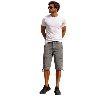 Bermuda Cargo Homme – Jogjean Court Extensible en Coton, Coupe Confort, Poches Cargo et Bas Ajustables