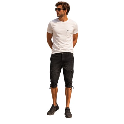 Bermuda Cargo Homme – Jogjean Court Extensible en Coton, Coupe Confort, Poches Cargo et Bas Ajustables
