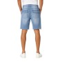 Bermuda Homme – Short en Denim Extensible avec Revers, Logo Brodé et Coupe Confort