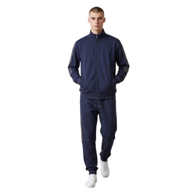 juego de jogging para hombres 2 piezas con cremallera con cuello, diez pantalones y tiras de logotipo lateral