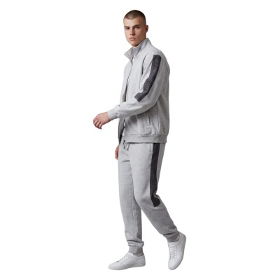 Ensemble Jogging Homme, Veste Zippée et Pantalon à Finitions Rayées