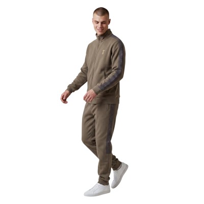 Ensemble Jogging Homme, Veste Zippée et Pantalon à Finitions Rayées