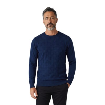 Pull col rond uni effet damier