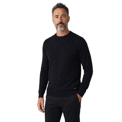 Pull col rond uni effet damier