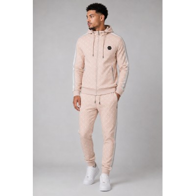 Ensemble de survêtement homme 2 pièces à monogramme – Veste zippée à capuche et pantalon