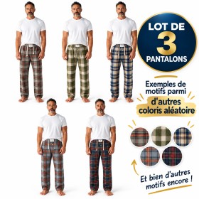 Lot de 3 Pantalons de Pyjama Homme en Flanelle – Motifs à Carreaux ALEATOIRES