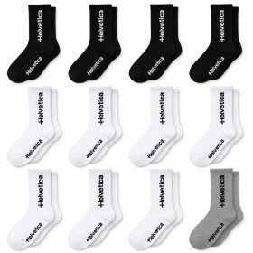 Lot de 12 paires de chaussettes tennis montantes, noir, blanc et gris