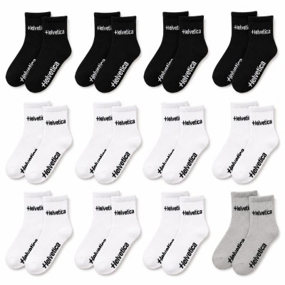 Lot de 12 paires de chaussettes courtes Low Cut – 4 noires, 7 blanches et 1 grise