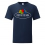 T-shirt de manga curta em torno do pescoço grande logotipo