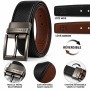 Ceinture Homme Réversible 100% Cuir Véritable – Noir et Marron – Boucle Métallique Pivotante – Élégante et Résistante