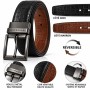 Ceinture Homme Réversible 100% Cuir Véritable – Noir et Marron – Boucle Métallique Pivotante – Élégante et Résistante