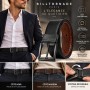 Cinto de homem reversível 100% couro genuíno – Preto e marrom – Fivela de metal giratória – Elegante e resistente