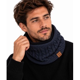Capa do pescoço masculino com malha torcida com forro polar ultra-macio - torre de pescoço quente e confortável