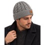 Bonnet Torsadé avec Doublure Polaire – Maille Épaisse, Revers Côtelé & Écusson Signature – 6 Coloris