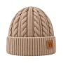 Bonnet Torsadé avec Doublure Polaire – Maille Épaisse, Revers Côtelé & Écusson Signature – 6 Coloris