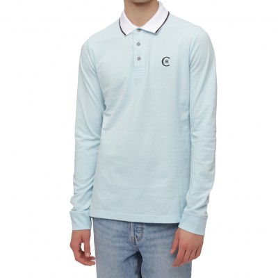 Einfarbiges Langarm-Poloshirt