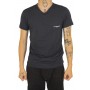 T-shirt uni manches courtes col V petit logo