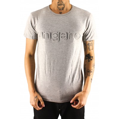 UNI manga curta t-shirt redondo grande logotipo
