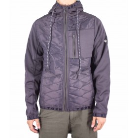 Bi-material jacket with hood