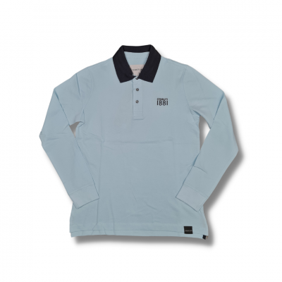 Einfarbiges Langarm-Poloshirt