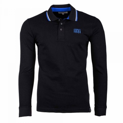 Einfarbiges Langarm-Poloshirt