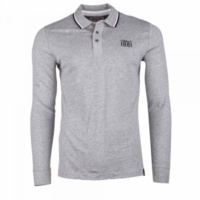 Einfarbiges Langarm-Poloshirt