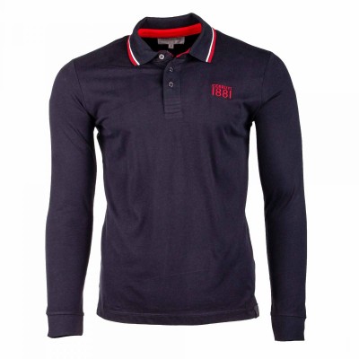 Einfarbiges Langarm-Poloshirt