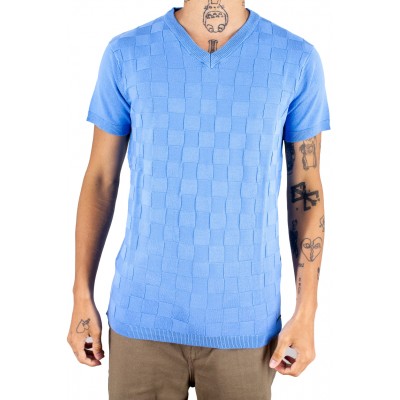 Camiseta de manga corta en v cuello