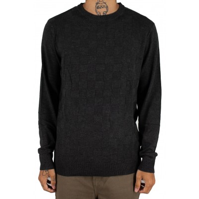 Round neck sweater checkered effect
