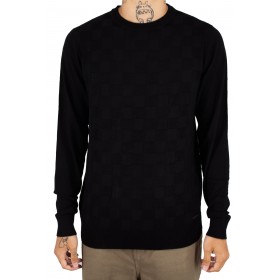 Pull col rond uni effet damier Pull col rond uni effet damier