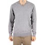 Pull col V uni effet damier